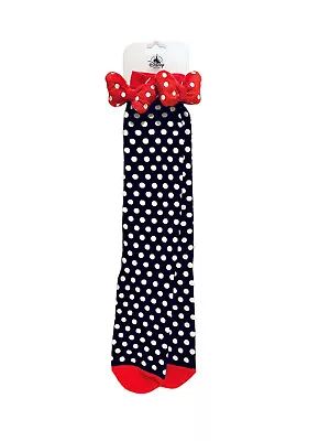 Disney Parks Minnie Mouse Bow Black White Polka Dot Socks Adult Nwt • $12.25