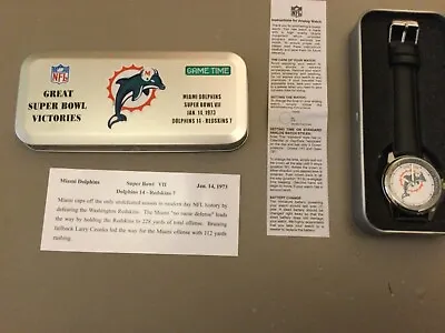 NEW Vintage Leather Strap Miami Dolphins Super Bowl VII Quartz Analog Watch • $88