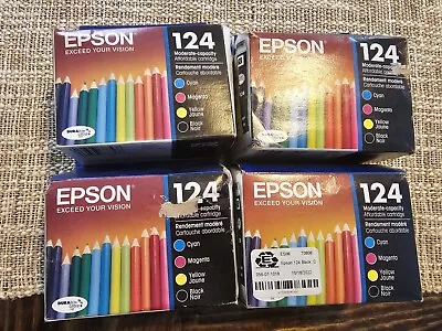 Epson 124 Black & Colors Ink Cartridge - T124120BCS. Exp Date 10/2023. (4 Pack) • $100