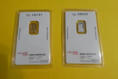 2 Credit Suisse Liberty Bullion Bars 1 Gram Each Platinum And Fine Gold Assay • $225