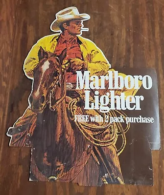 Vintage 1984 Marlboro Man Cigarette Cardboard Sign Counter Top Display Scarce • $14.99