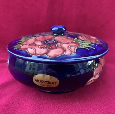 ARTS & CRAFTS Moorcroft Pottery Anemone Floral Covered Dish Bowl With Label • $149.99