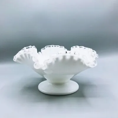Fenton Vintage Silver Crest 8  Footed Ruffle Edge MCM Compote Candy Nut Dish • $20.30