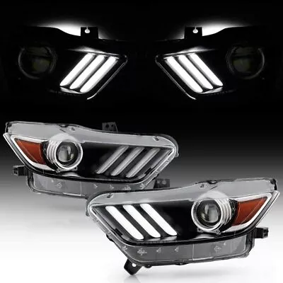 LED DRL Headlights Pairs For 2015-2017 Ford Mustang Projector Lamps Clear Lens • $195.99