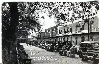 Mexico Matamoros Palacio Y Plaza Principal Old Real Photo Papel Sello Postcard  • $3.98