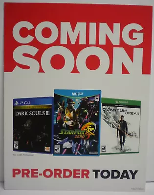 GameStop Retail Game Store Promo Display Small Sign Star Fox Zero Dark Souls III • $14.99