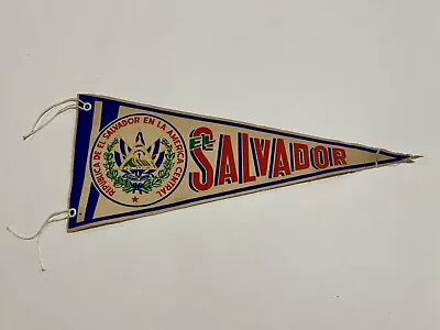 VTG Republica De El Salvador Republic Pennant Flag 12” Souvenir From 1950's • $22