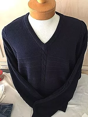 $18 • Buy New NWT Mens Pringle Navy Blue V-neck Cable Rib Knit XL-2XL Sweater $110 Value