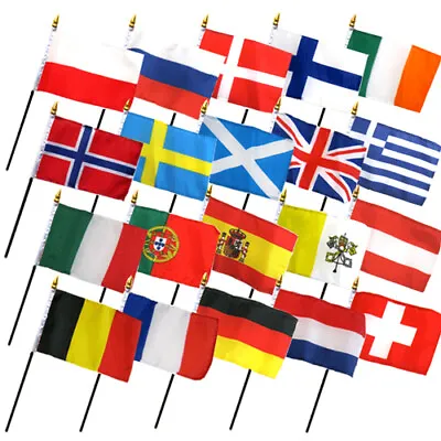 $25 • Buy Set Of 20 European Country Flags 4x6in Stick Flags Of Europe