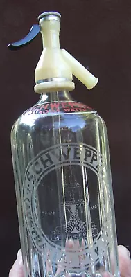 VINTAGE  SCHWEPPES  AUSTRALIA LIMITED SODA FOUNTAIN SYPHON GLASS BOTTLE 1950's • $49