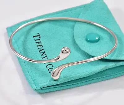 Tiffany & Co Silver Elsa Peretti Teardrop 7  Cuff Bracelet In Pouch Bangle • $296.99