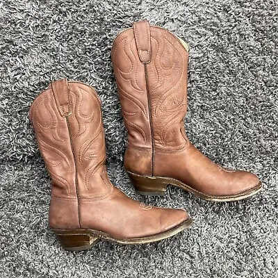 Vintage Stewart Boot Co Mens Cowboy Handmade Brown Leather Western 6.5 D • $44.95