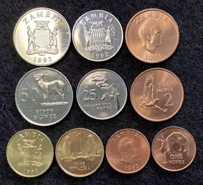 $8.45 • Buy Zambia 5 Coins Set 1, 2, 25, 50 Ngwee & 1 Kwacha UNC World Coins