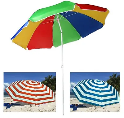 Garden Beach Patio Tilting Umbrella Parasol Sunshade UPF UV Protection Hook Base • £7.99