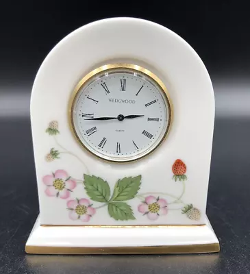 Vintage Wedgwood Bone China Mantle Clock - Wild Strawberry England (NOT WORKING) • $30.56