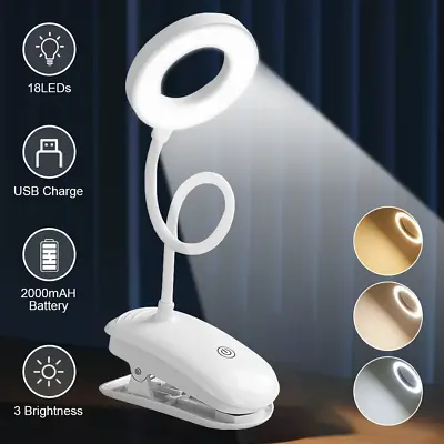 Modern Clip On LED Desk Lamp Eye Care USB Power Dimmable Light Adjustable Clamp • $13.29