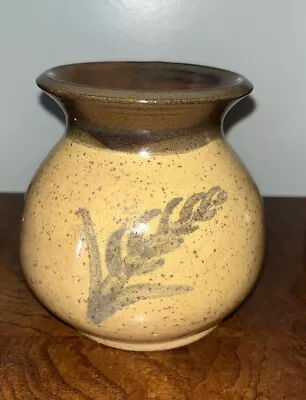 Handmade Art Pottery Ceramic Stoneware Vase Hand Painted 5” Glazed Signed • $25