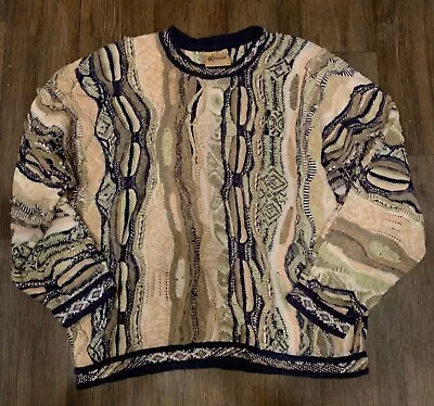 Vintage CLASSIC COOGI Sweater Australia 3D Knit XL Vintage Multi Colored Neutral • $220