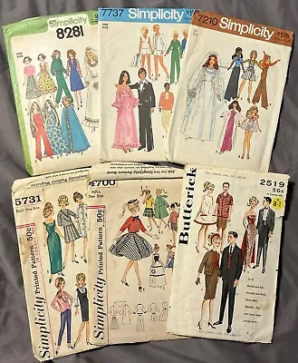 Lot Of  6 Vintage Barbie Clothing Patterns Cut & Uncut 1960’s-1970’s • $21