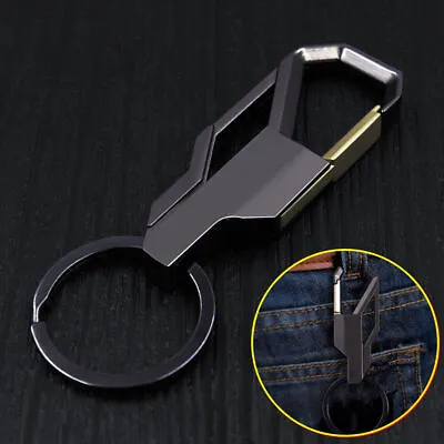 1x Stylish Metal Car Key Rings Alloy Chain Gift Keyring Keychain Holder Black • $4.58