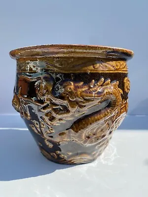 Old CHINESE Pottery Carved DRAGON Ceramic  Planter • $199