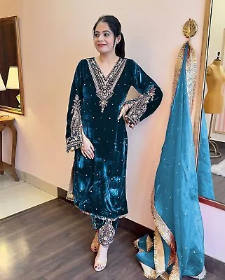 Salwar Kameez Viscose Velvet Dress Party Wear Indian  Pakistani  Wedding • £59.99