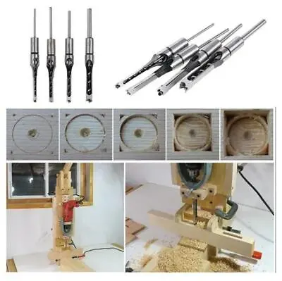 4X Woodworking Square Hole Drill Bits Set Wood Saw Mortising Chisel Cutter Tools • $12.99