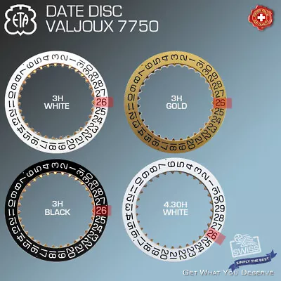 Date Disc For Movement Eta Valjoux 7750 3h: White Black Gold. 4.30h White • $20