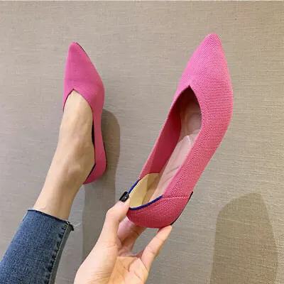 £40.28 • Buy Fashion Comfy Knitting Fabric Pointed Toe Flats Softs Shoes Walking Plus Size