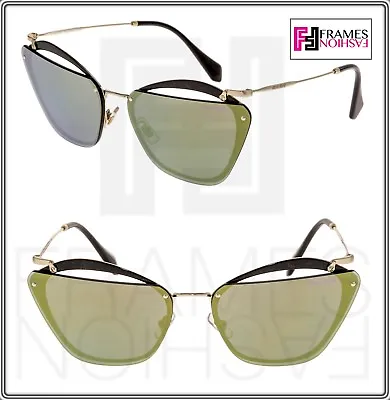 MIU MIU NOIR Cut Out 54T Black Gold Emerald Mirrored Oversized Sunglasses MU54TS • $172.08