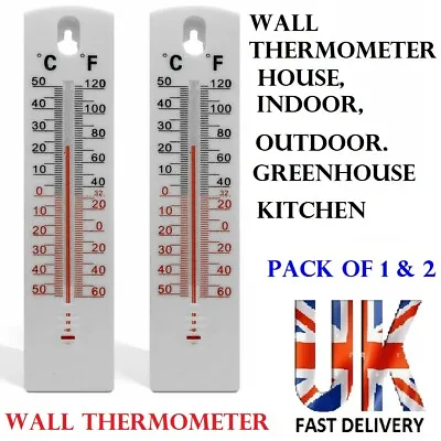 £3.59 • Buy Wall Thermometer Indoor Outdoor Temperature Room Greenhouse LARGE Kitchen GARDEN