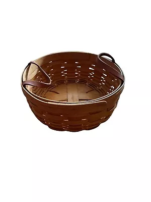 Longaberger Basket 10  Handwoven Dresden Ohio USA SIGNED Leather Handles • $21.13