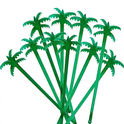 Luau GREEN PALM TREE COCKTAIL STIRRERS Tiki Bar Drink Stirs Swizzle Sticks-10pcs • $3.97