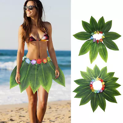 Leaf Skirt Hawaiian Green Leaf Grass Skirt Soft Cloth Elastic Leaf Skirt • $10.40