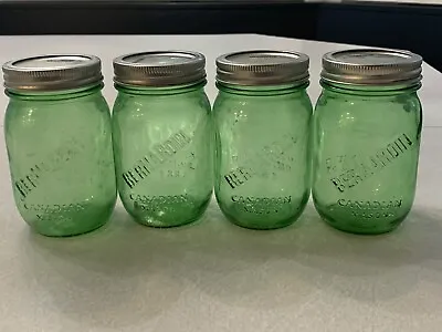 Bernardin  Canadian Mason  Green Pint Canning Jars With Lids Lot 4 • $29.99