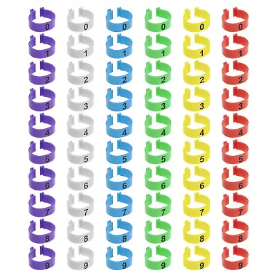 60pcs Colorful Numbered P0-9 Poultry Leg Ring Identify Hen Goose Bird 20mm • £14.76