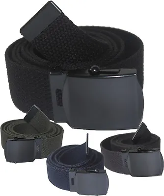 New Adjustable Canvas Military Web Belt Buckle Black Navy Blue Grey Olive Green • $8.99