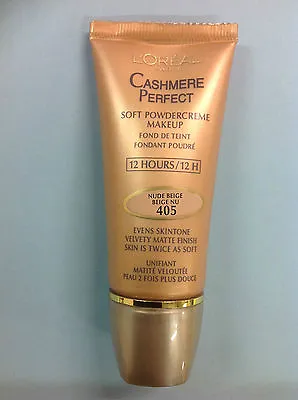 L'Oreal Cashmere Perfect Soft PowderCreme Foundation NUDE BEIGE #405 NEW • £35.20