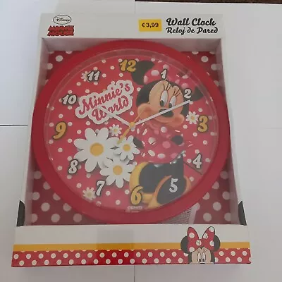 Disney Minnie Mouse Battery Operated Wall Clock 25cm Disney Minnie Mouse Red  • £10