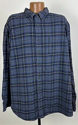 Eddie Bauer Flannel Shirt Men 3XLT TALL Blue Plaid Cotton Outdoors Lumberjack • $16.99