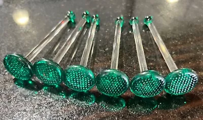 Vintage Clear/Green Glass Muddlers Cocktail Stirrers  Set Of 6 • $35