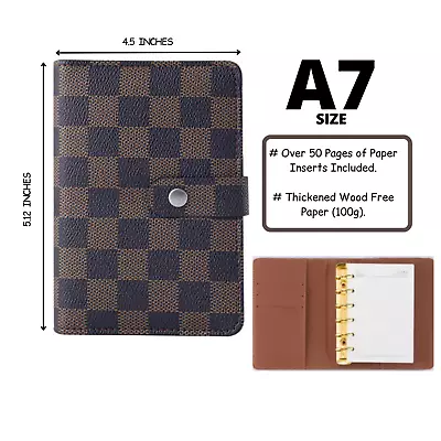 💗 Luxury Checkered Agenda Binder Planner Journal Notepad Gift A7 Brown Gold • $32.89