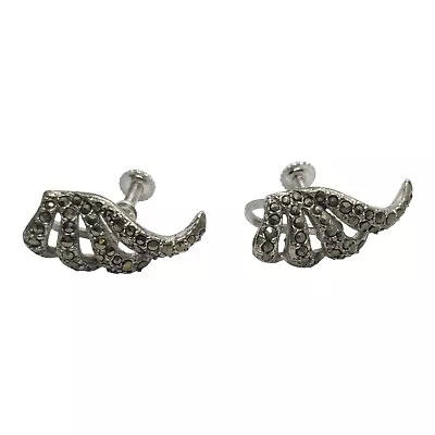 Vintage Marcasite Winged Screw Back Clip-on Earrings • $17