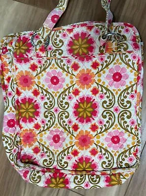 Vera Bradley Folkloric Utility Bag Tote EUC Pink Coral Orange Magnetic Pockets • $10.99