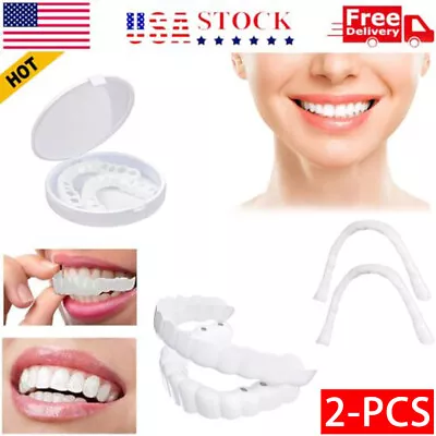 2X Smile Snap On Upper＆Bottom Set False Teeth Denture Veneers Dental Tooth Cover • $6.98