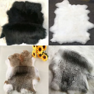 5x Real Natural Rabbit Fur Pelt Skin Leather Hide Craft Gloves Decor Fly Tying • $32.29