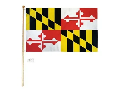 5 Ft Wooden Flag Pole Kit Wall Mount Bracket With 3x5 Maryland State House Flag • $27.76