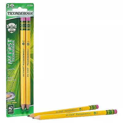 TICONDEROGA My First Pencils Wood-Cased #2 HB Soft Pre-Sharpened With Eraser • $7.69