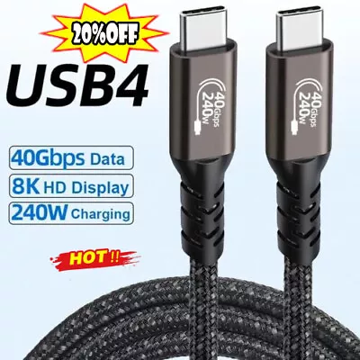 $10.01 • Buy Thunderbolt USB 4 Data Line Type C Cable 8K Projection PD 240w Fast Charging