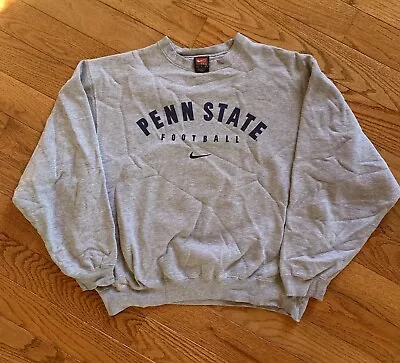 Vintage Y2K Nike Penn State Gray Sweatshirt Crewneck Center Swoosh M  • $25